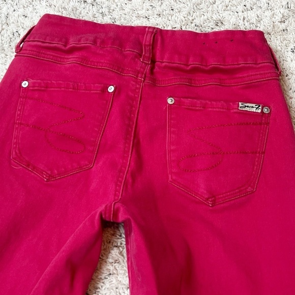 Seven7 Tummless Solid Pink Mid Rise Skinny Jeans Size 10 Stretchy Pockets - Picture 3 of 8